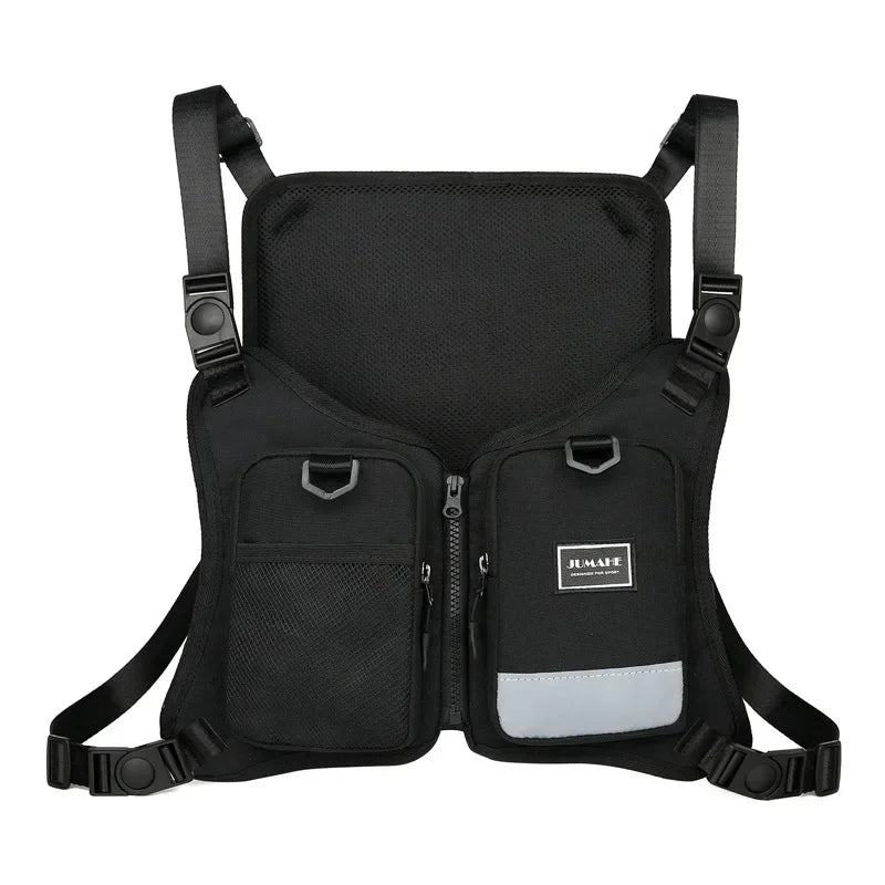 Function 2026 New Chest bag Vest Outdoor Hip hop Sports Fitness Men Protective Reflective Top vest Cycling Fishing Vests Mochila