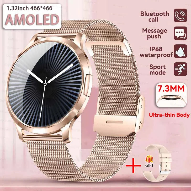2025 NEW Smart Watch Women 1.32"AMOLED Sport Fitness Bracelet Custom Dial Watches Men Heart Rate  Bluetooth Call lady Smartwatch