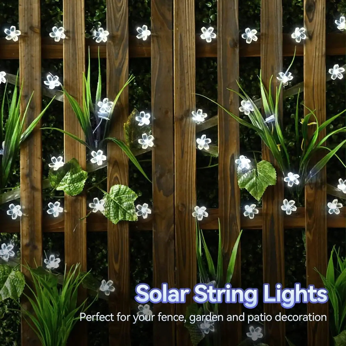 1PC Solar String Flower Lights Outdoor Waterproof 20/30/50/100 LED Fairy Light  For Garden Fence Patio Yard Christmas Tree Decor