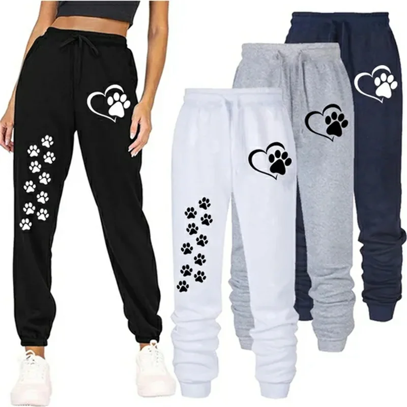 Damen Jogginghose mit Katzenpfoten-Print Hochwertige Fitnesshose Jogginghose Outdoor Freizeithose