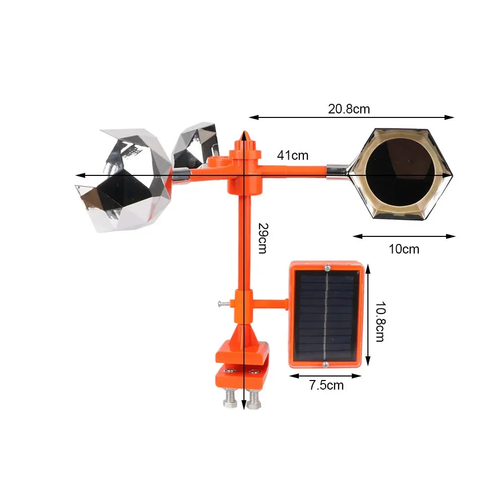 Automatische Vogelabwehr Solar & Windbetrieben 360° Drehbar mit Reflektierendem Klang zur Abschreckung für Garten, Hof und Außenbereiche