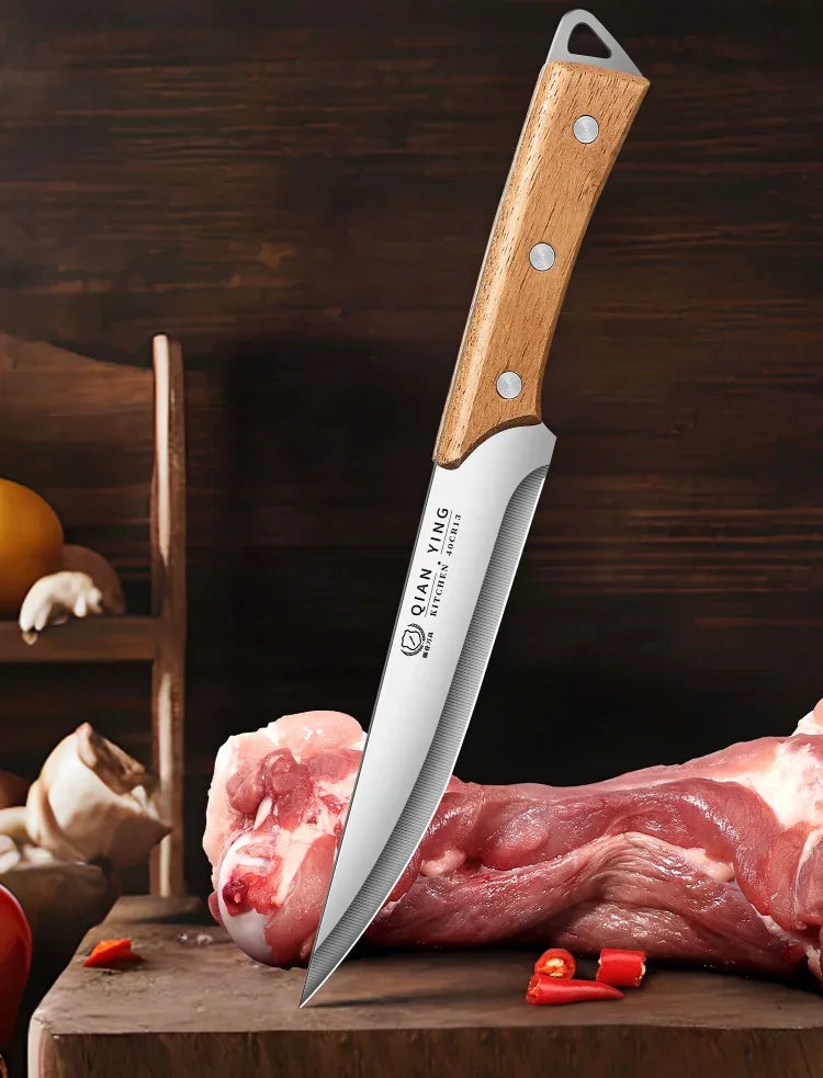 Professional forging bone removal and slicing knife set, kitchen knife with wooden handle, meat cutting knife with blade sheath