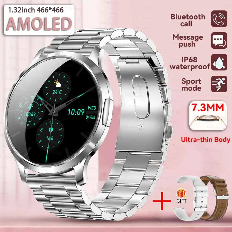 2025 NEW Smart Watch Women 1.32"AMOLED Sport Fitness Bracelet Custom Dial Watches Men Heart Rate  Bluetooth Call lady Smartwatch