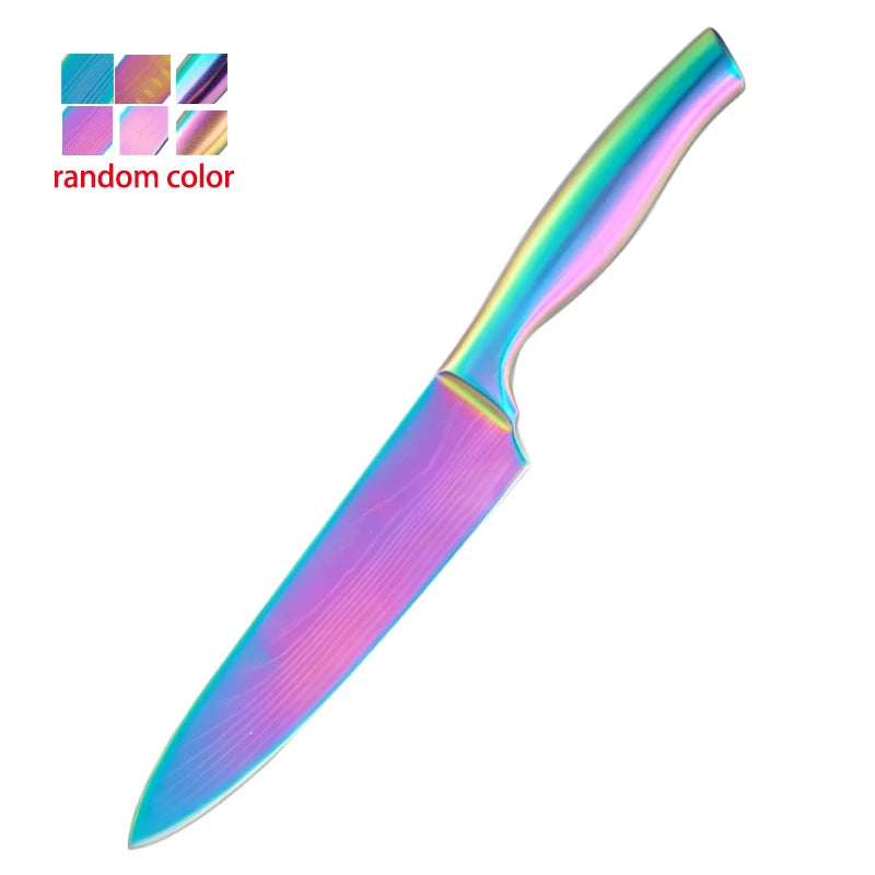 BAFENGS Rainbow Stainless Steel Kitchen Knife Set