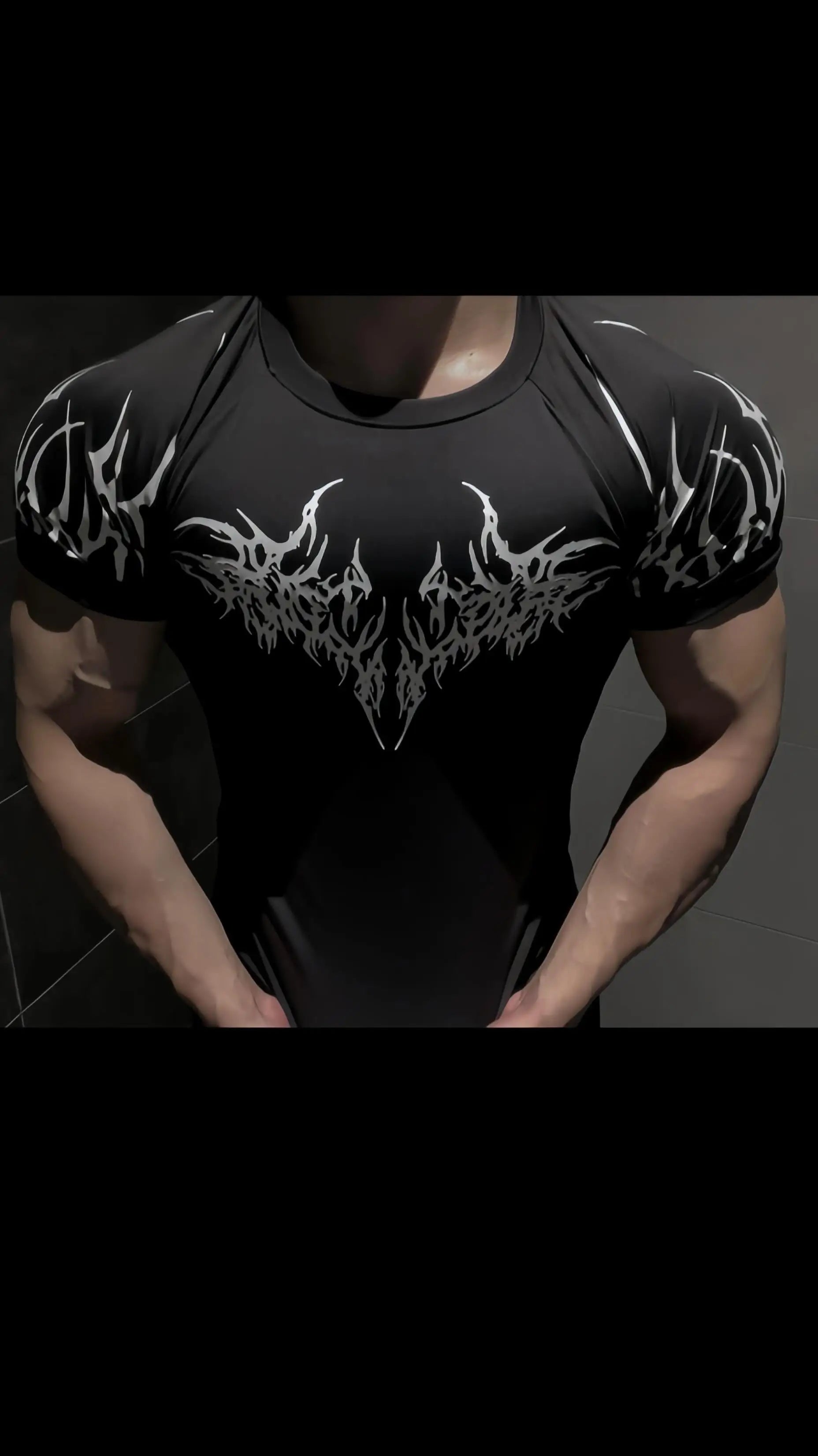American Training Suit Fashion Violence Dark Grain Short Sleeves Crazy Street Style Fitness T-shirt Y2K Popular Style
