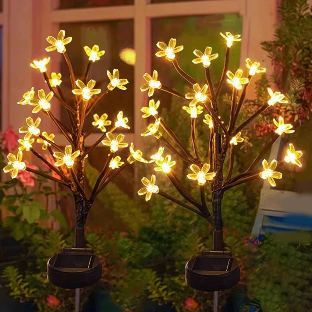 Solar Kirschblüten-Bodenlampe Wasserdichte Gartenlampe mit Solarenergie LED-Leuchten Landschaftsblume Außenatmosphäre Wegbeleuchtung