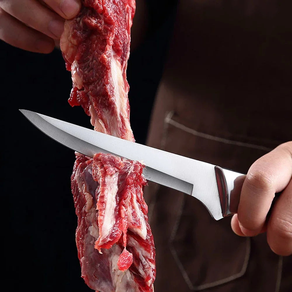 Küchenausbeinmesser Edelstahl Fleischermesser Obstschälmesser ABS-Griff Schweinefleisch Rindfleisch Schaf Fisch Schneidemesser mit Abdeckung