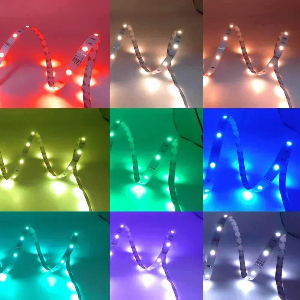 RGB LED-Lichtstreifen USB 5V Musik-Synchronisation RGB 5050 LED-Leuchten Flexible Lampenbänder für TV-Hintergrundbeleuchtung Raumdekoration 1m-30m
