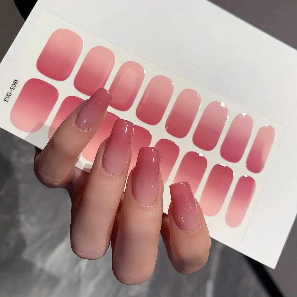 Semi-cured Gel-Nagelsticker, einfarbig, halbgebackene Nagelspitzen, vollständige Aufkleber, UV-Lampe erforderlich