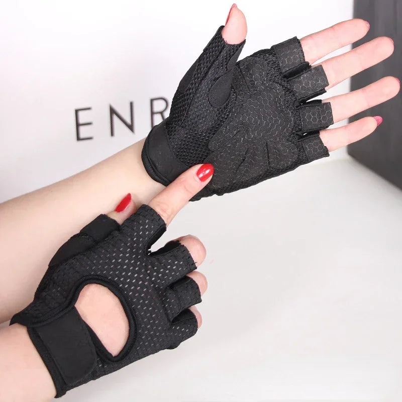 Turnhalle Handschuhe Frauen Männer Gewichtheben Fitness Handschuhe Fingerlos Atmungsaktiv Rutschfeste Gelpolster Bodybuilding Training Hanteln Handschuhe