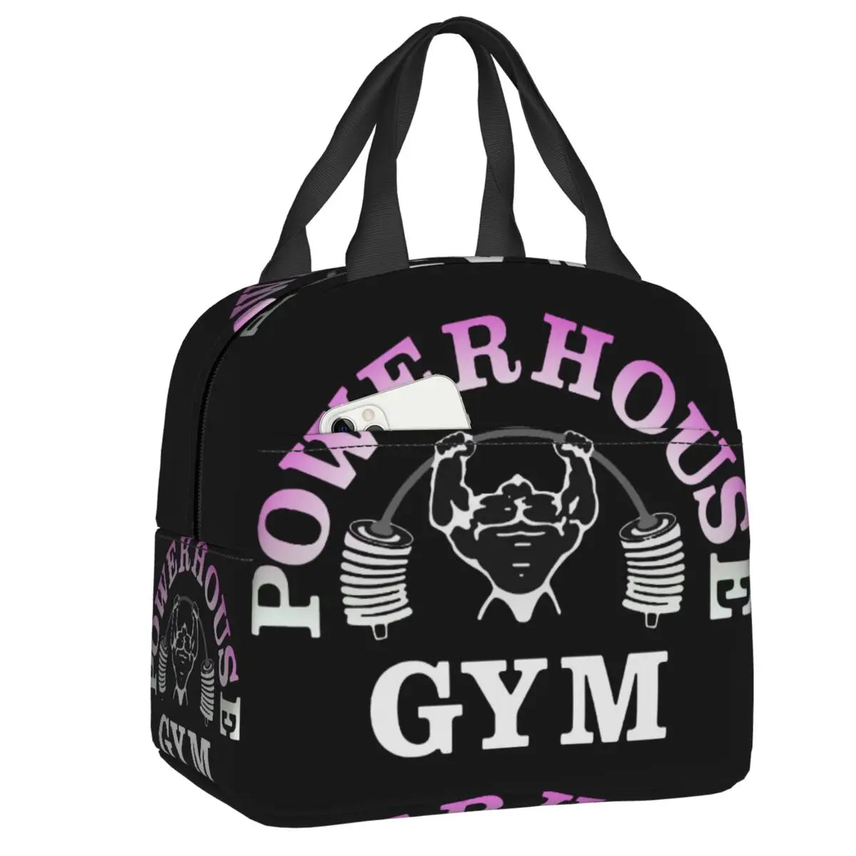 Powerhouse Gym Logo Insulated Lunch Bags for Work School Bodybuilding Fitness Portable Thermal Cooler Bento Box Women Kids