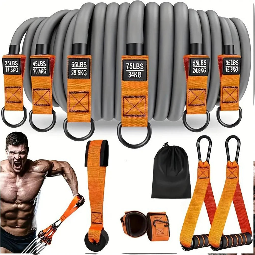 Widerstandsbänder Fitnessbänder Set Hochbelastbare Trainingsbänder mit Griffen Gewichtsbänder Multifunktional für Yoga Home-Workouts