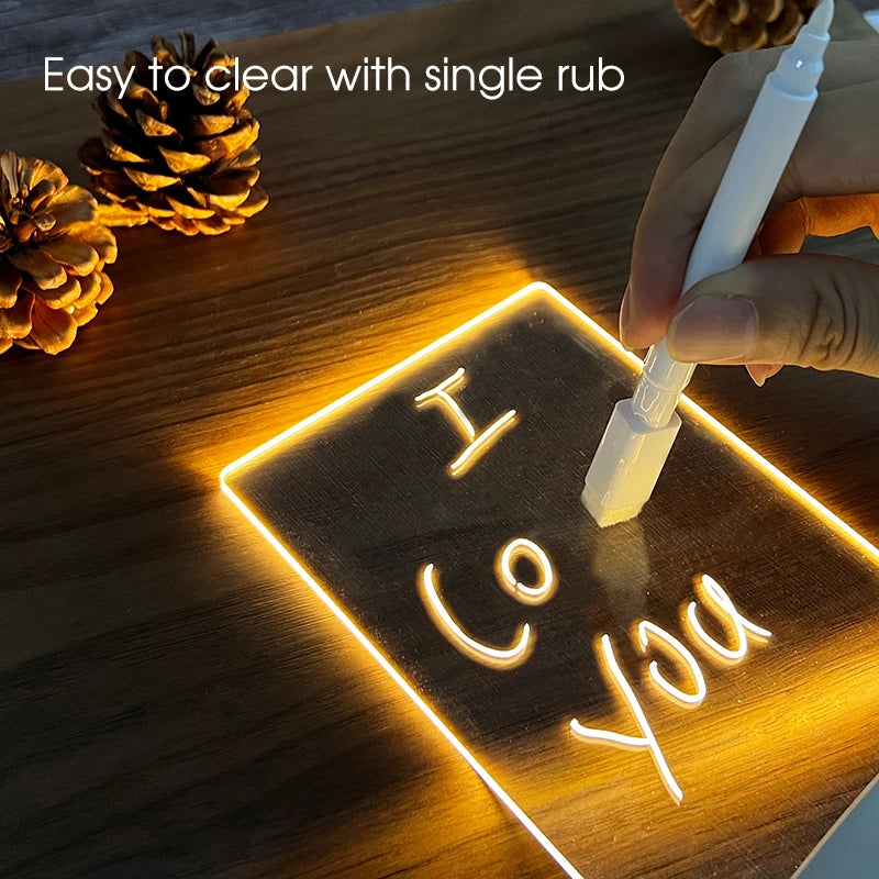 Message Board Night Light Lamp baby Transparent Acrylic Led Lights 3D Writing Board Night Lights For Bedroom Desk