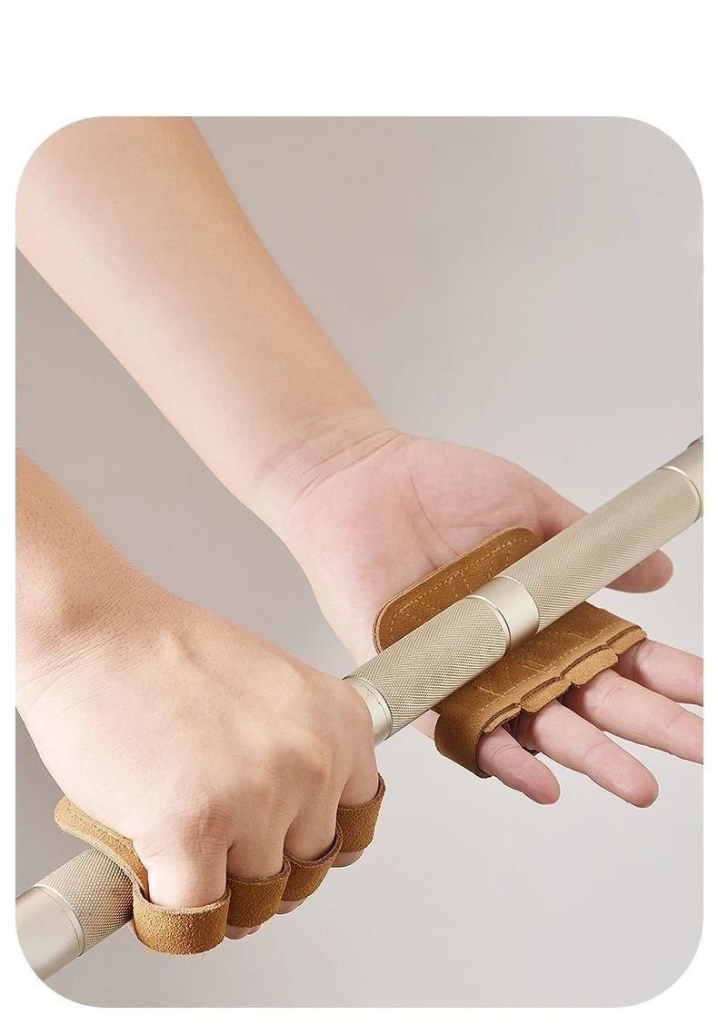 2 pares de guantes de fitness para dominadas | Protección de palma de cuero vacuno multicolor | Agarre antideslizante y resistente al desgaste