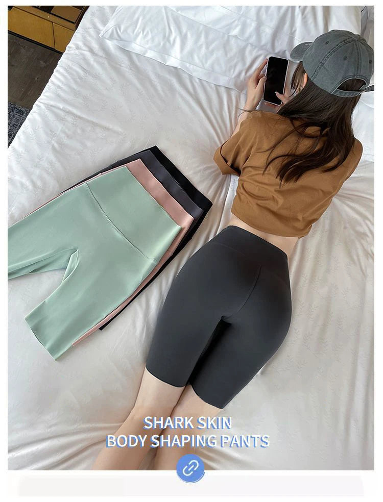BIVIGAOS Liquid Cycling Shorts Women Honeycomb High Waist Tummy Control Butt Lifter Seamless Fitness Sports Biker Short Leggings