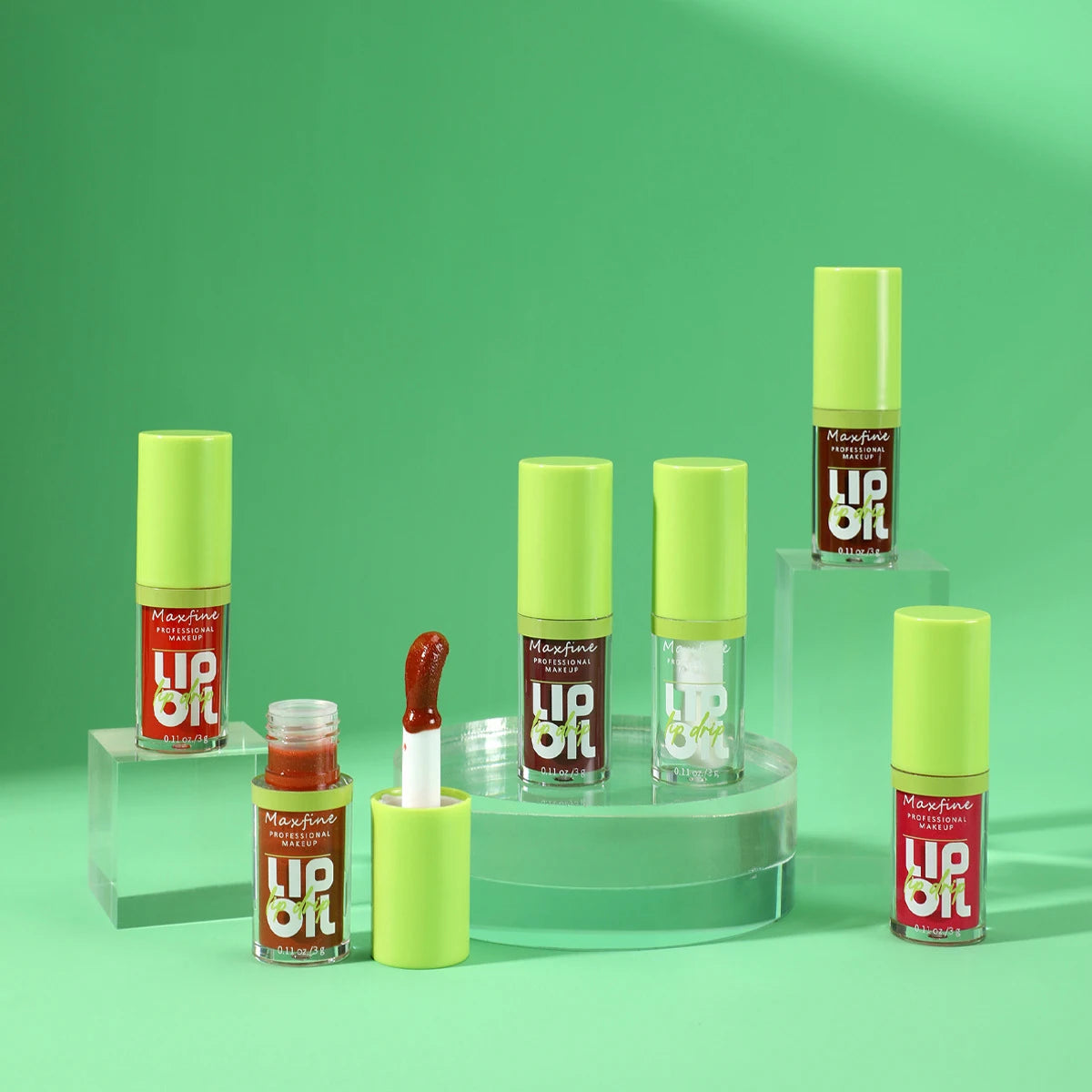Lipgloss Wasserfest Lang anhaltend Feuchtigkeitsspendend Antihaft-Becher Nicht verblassend Flüssiger grüner Verpackungs-Lipgloss Kosmetik