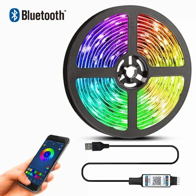 RGB LED-Lichtstreifen USB 5V Musik-Synchronisation RGB 5050 LED-Leuchten Flexible Lampenbänder für TV-Hintergrundbeleuchtung Raumdekoration 1m-30m