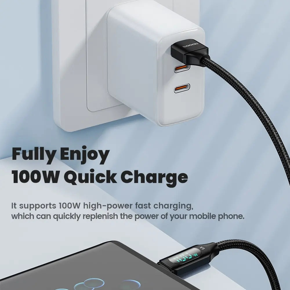 Toocki 100W USB Typ C Kabel für Huawei Honor Xiaomi Samsung SuperCharge Schnellladekabel USB C Datenkabel 1m 2m