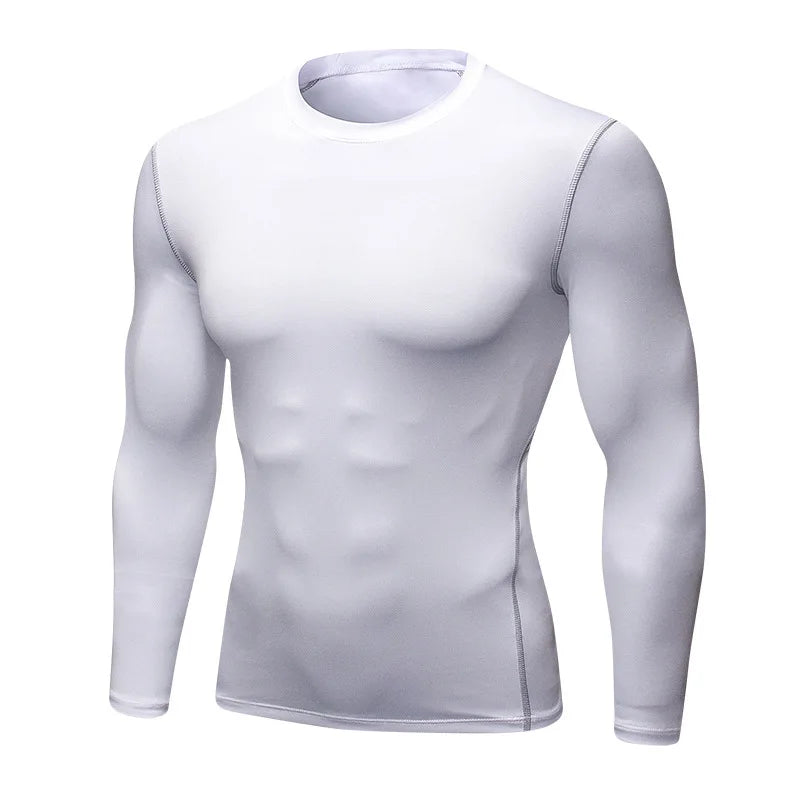 Herren Kompressions-Laufshirt, Trainings-Jogging-Shirts, Fitnessstudio-Sportbekleidung, eng anliegendes Langarm-Sport-T-Shirt, schnelltrocknende Kleidung
