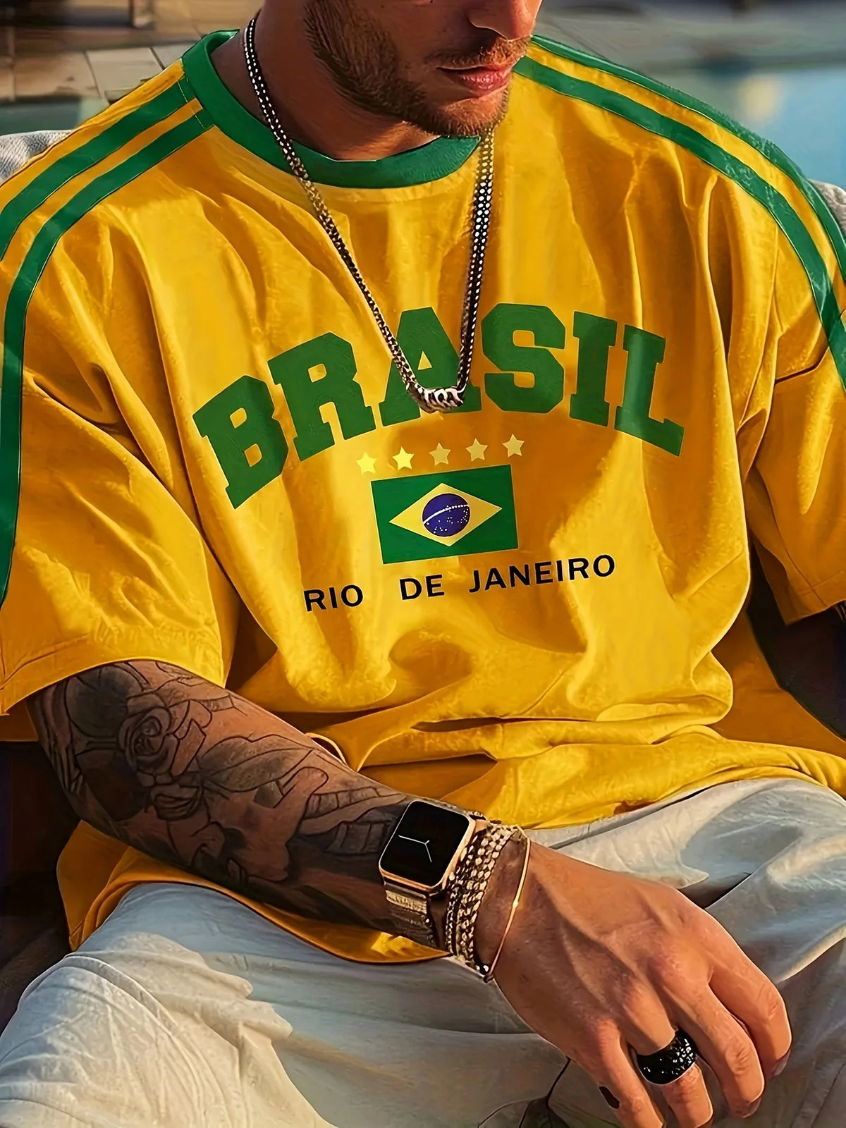 Summer Men's T-shirt with Brazilian print crewneck Casual and comfortable T-shirt as a gift Outdoor short-sleeved summer T-shirt