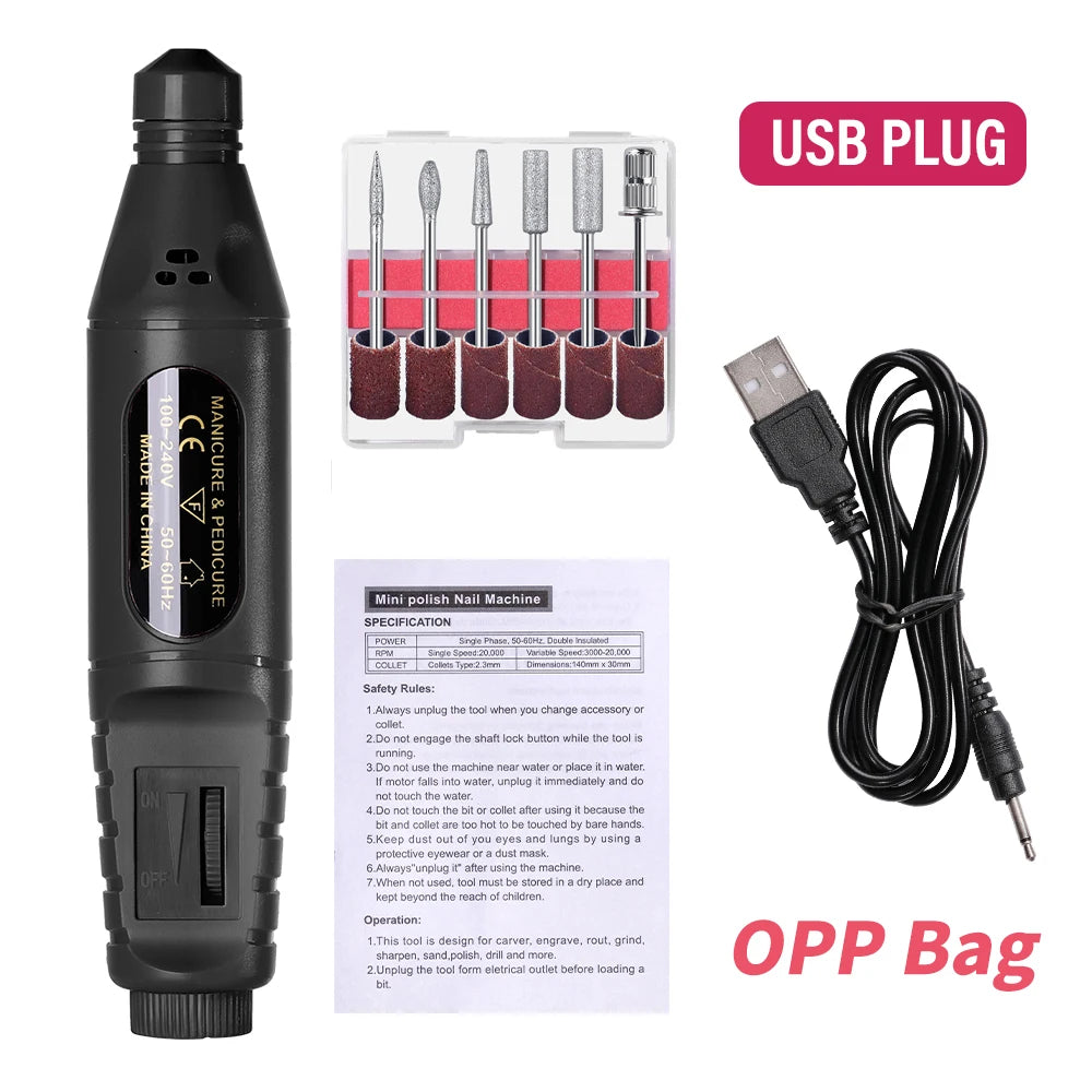 6-in-1 Electric Nail Drill Kit, Up to 20,000 RPM