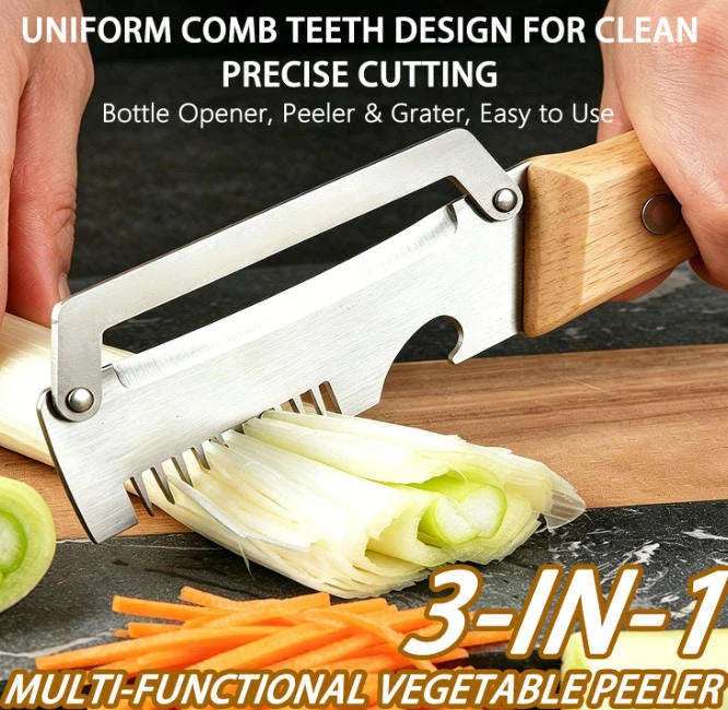 2PC Set Kitchen Peeler Stainless Steel Vegetable Peeler Wooden Handle For Peeling And Slicing Fruits And Vegetables Kitchen Tool