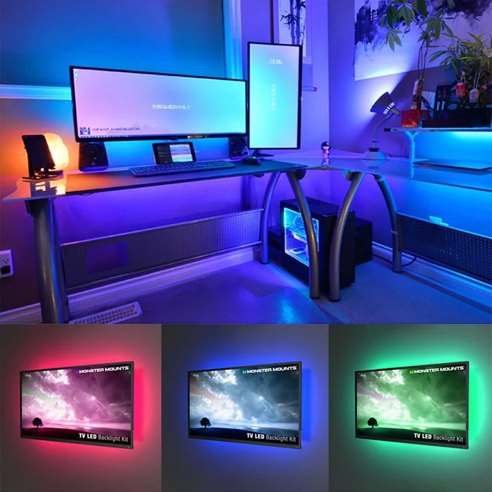 TV Hintergrundbeleuchtung Bluetooth USB RGB LED Streifen Lichter 1m 2M 3M 4M 5m SMD 5050 Flexibel USB DC 5V Band Diode RGB LED Strip Dekor Lampe