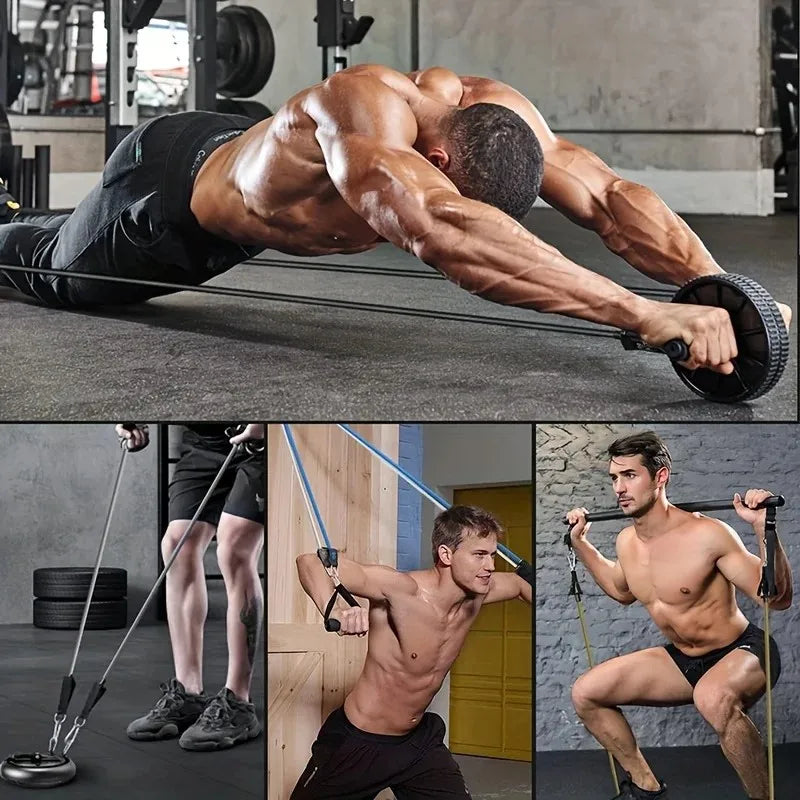 Multi Functional Resistance Exercise Set, Tension Rope, Fitness Tension Belt, Elastic Rope, and Portable Fitness Equipment