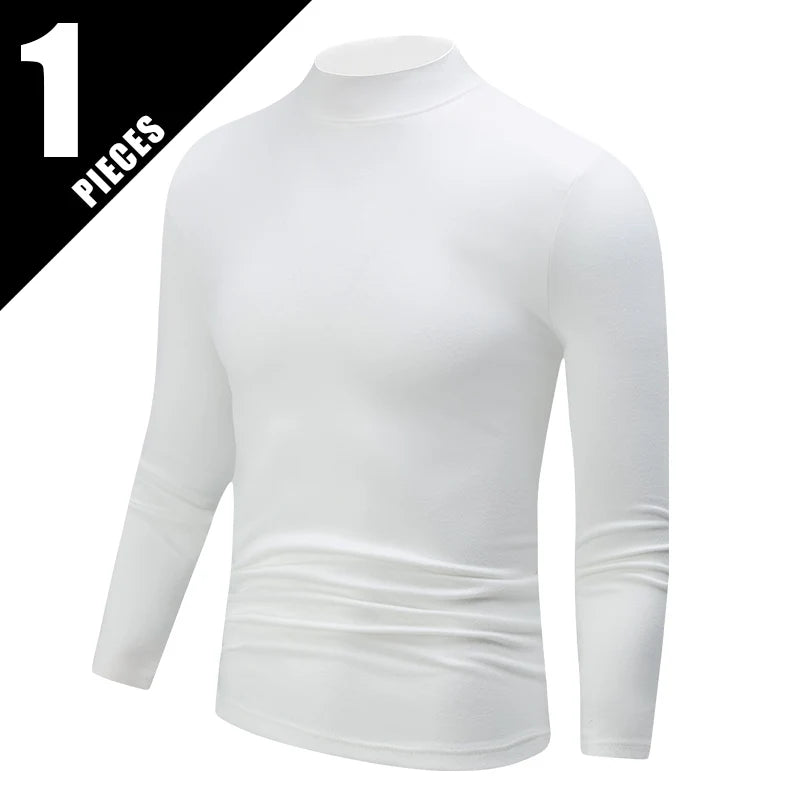 1/2 Stück Herbst und Winter Herren Halb-Stehkragen Modisches Basis Langarmshirt Einfarbiges Freizeit Sport Fitness Warmes T-Shirt