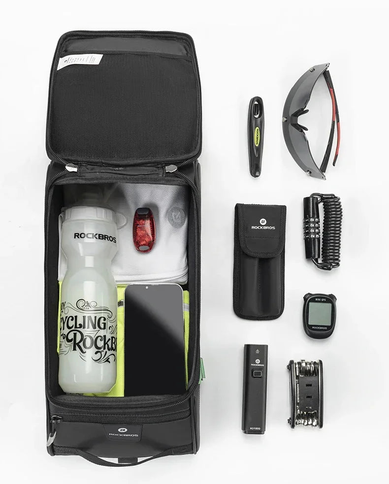 ROCKBROS Fahrradtasche 2-in-1 Reisefotografie Sport Fitness Umhängetasche PU Fahrradgepäckträger Rücksitz Aufbewahrungsbox Fahrradausrüstung