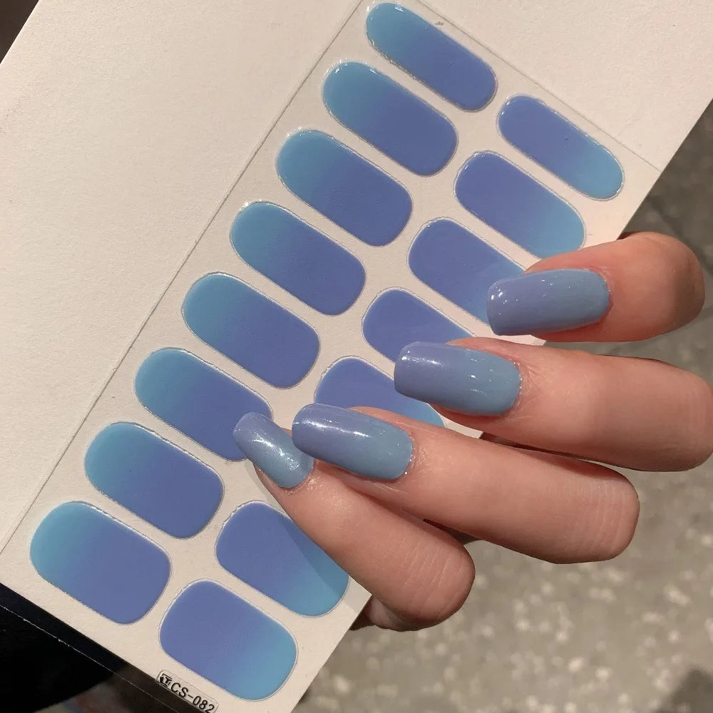 Semi-cured Gel-Nagelsticker, einfarbig, halbgebackene Nagelspitzen, vollständige Aufkleber, UV-Lampe erforderlich