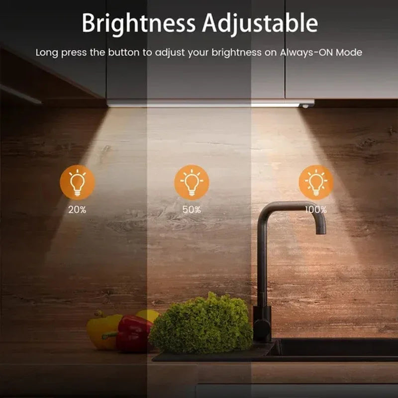 Luces LED con sensor de movimiento PIR, lámpara recargable, decoración de dormitorio, luz de noche regulable, lámparas para armario, escaleras, iluminación para habitación o bar