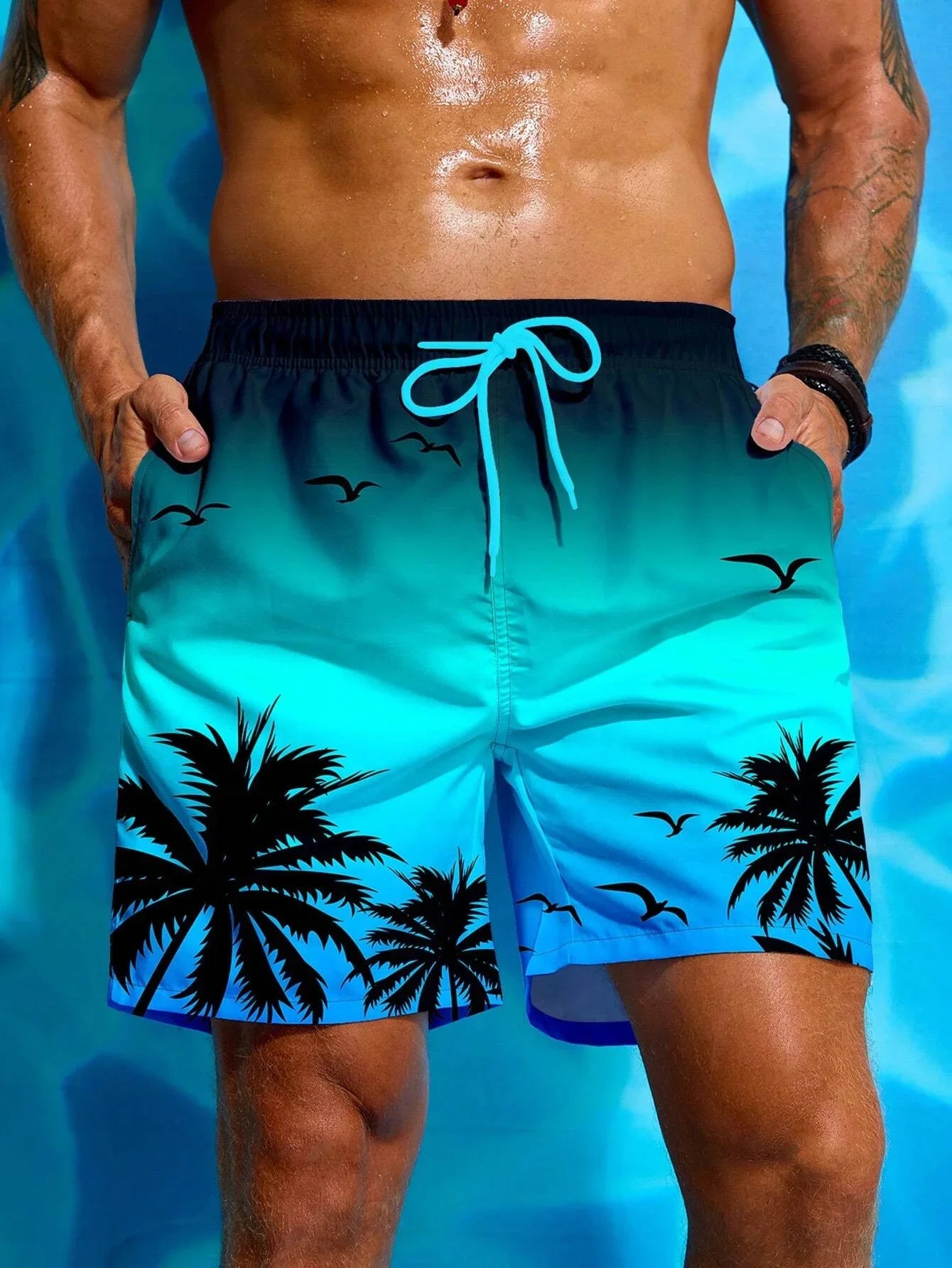 2025 New Men's Casual Shorts Fitness Shorts Summer Breathable 3D Beach Shorts Men's Classic Beach Quick Drying Shorts