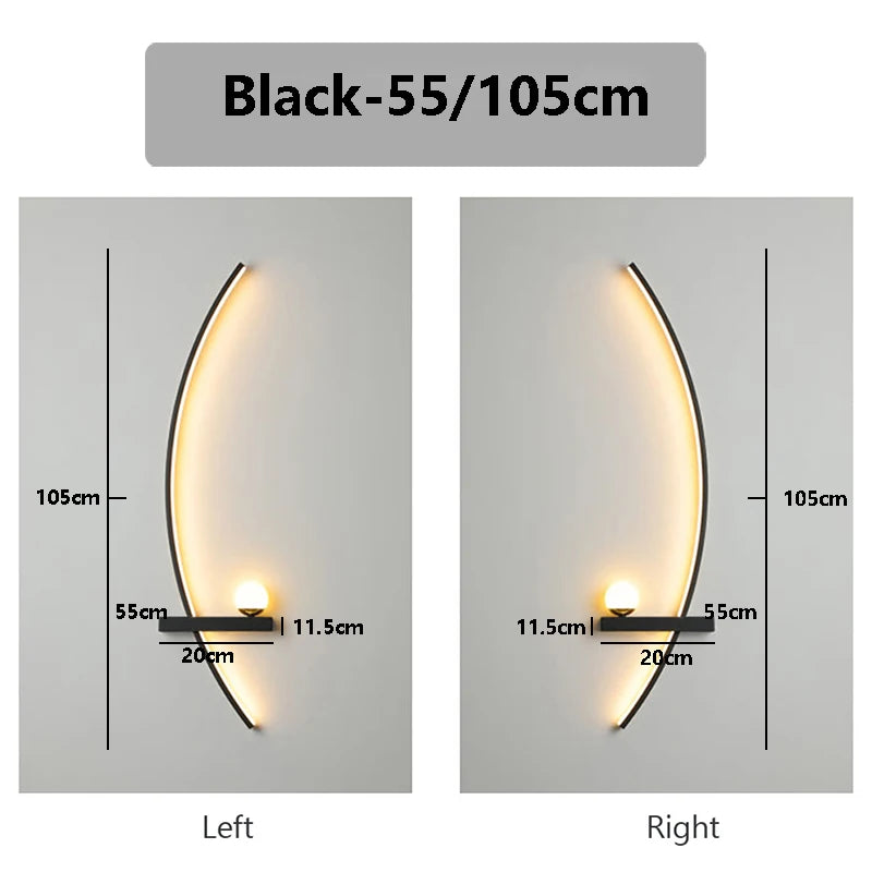 LED Wandlampe 55/105CM Smarte Fernbedienung Links Rechts Beleuchtung Wandleuchte Schlafzimmer Nachttisch Wohnzimmer Zuhause LED Lichter Leuchte
