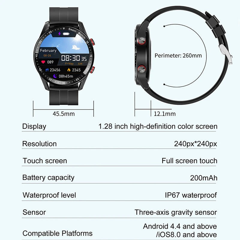 EKG+PPG Bluetooth Anruf Smartwatch Herren Gesundheits Herzfrequenz Blutdruck Fitness Sportuhren Wasserdichte Smartwatch Für Männer