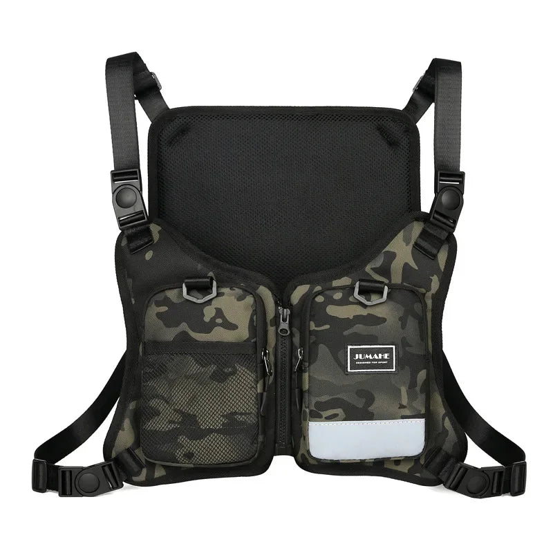 Funktion 2026 Neue Brusttasche Weste Outdoor Hip Hop Sport Fitness Herren Schutz Reflektierende Top Weste Radfahren Angeln Westen Mochila