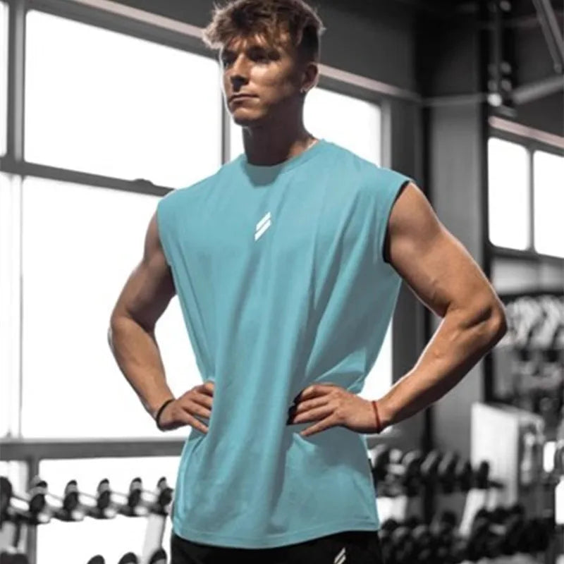 NewSummer Fitness Sport Tank Top Herren Atmungsaktiv Locker Sitzen Training Ärmelloses T-Shirt Schnelltrocknende Weste Herren Fitness Kleidung