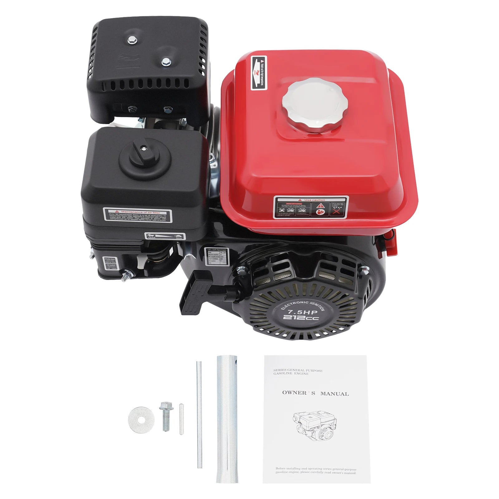 4-Takt 212cc Benzinmotor, 7,5PS 4000W 3600 U/min Einzylinder-Handstart-Benzinmotor, Kurbelwellendurchmesser 20mm