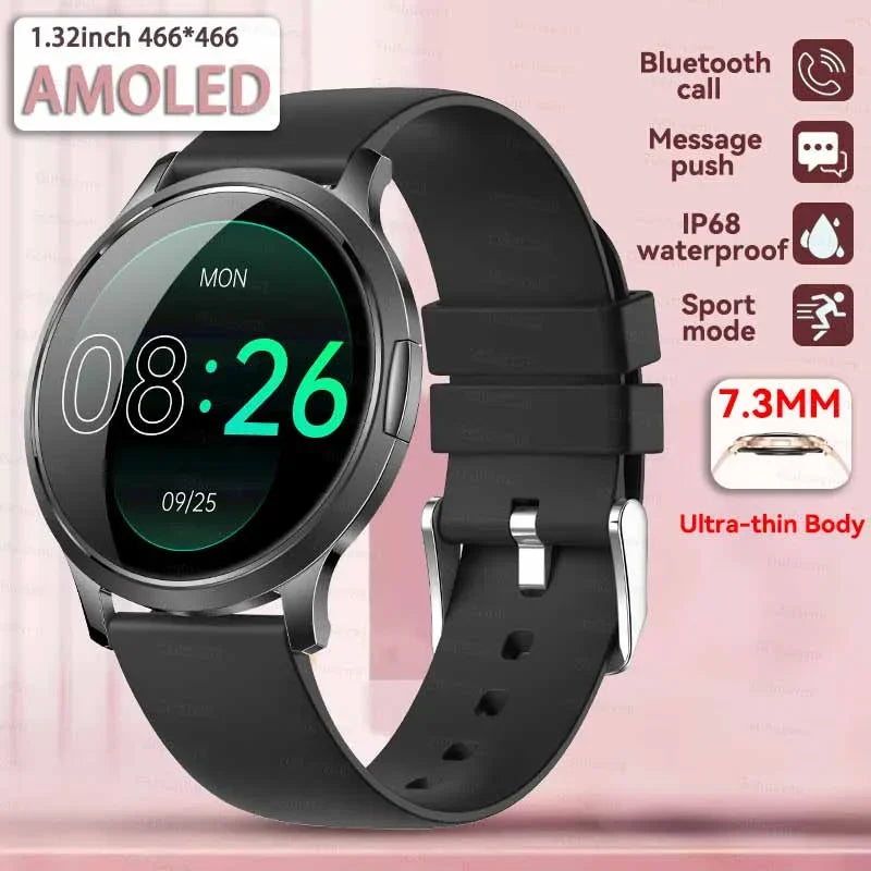 2025 NEW Smart Watch Women 1.32"AMOLED Sport Fitness Bracelet Custom Dial Watches Men Heart Rate  Bluetooth Call lady Smartwatch