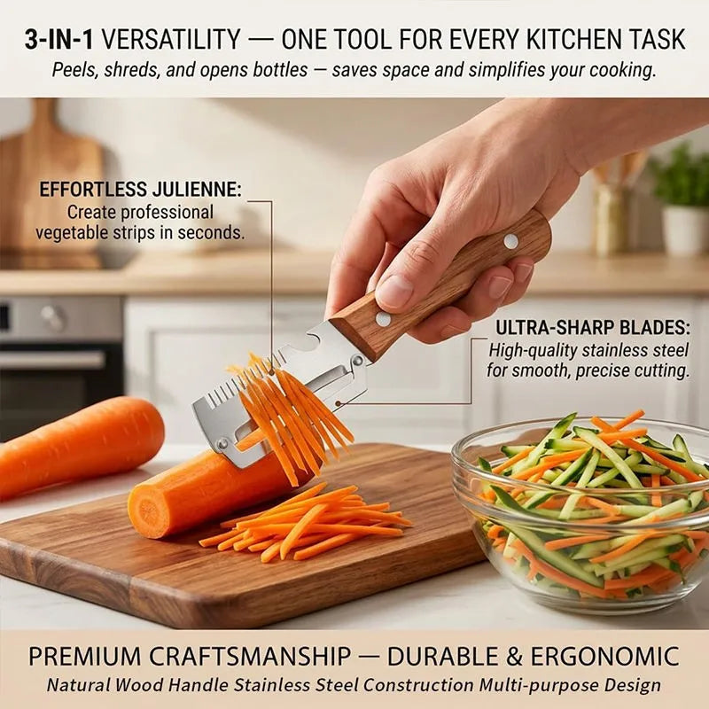 2PC Set Kitchen Peeler Stainless Steel Vegetable Peeler Wooden Handle For Peeling And Slicing Fruits And Vegetables Kitchen Tool