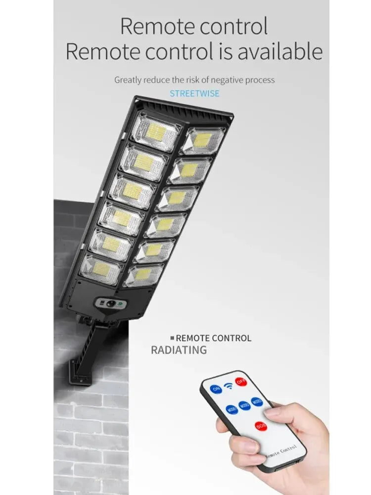 Outdoor Solar-LED-Leuchten Wasserdicht 8000 Lm Superhelle Wandlampe mit Bewegungssensor Fernbedienung Garten-Straßenleuchte