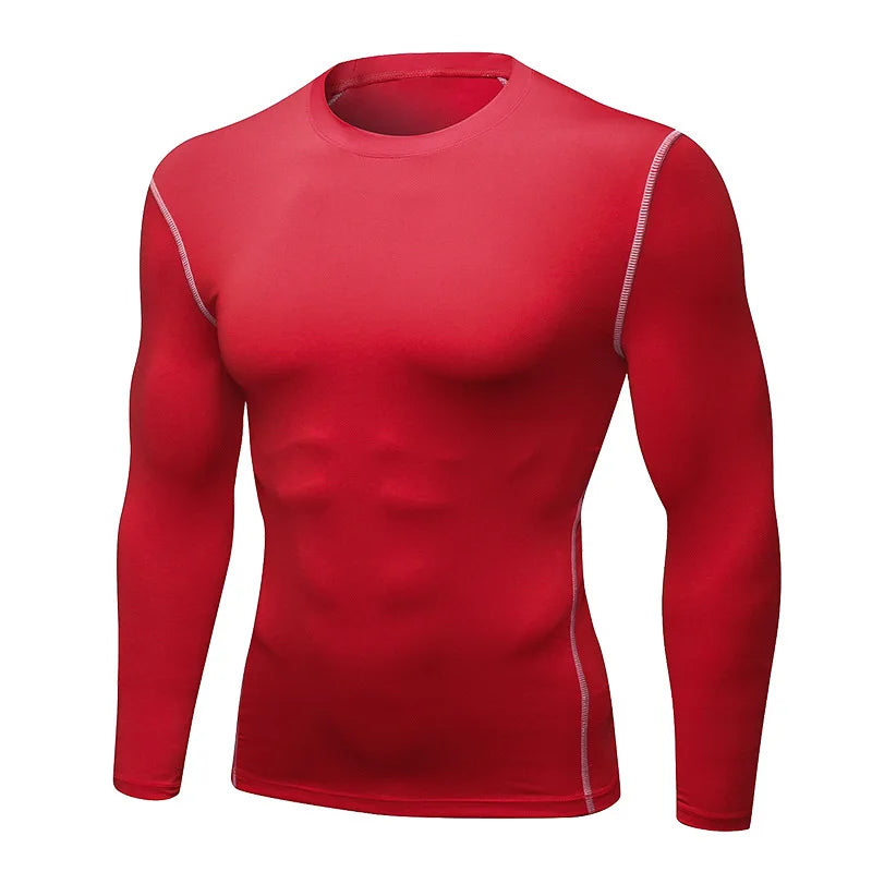 Herren Kompressions-Laufshirt, Trainings-Jogging-Shirts, Fitnessstudio-Sportbekleidung, eng anliegendes Langarm-Sport-T-Shirt, schnelltrocknende Kleidung