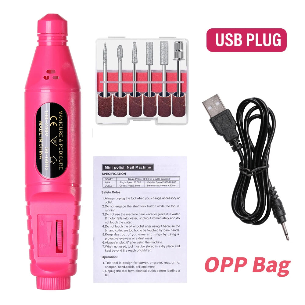 6-in-1 Electric Nail Drill Kit, Up to 20,000 RPM