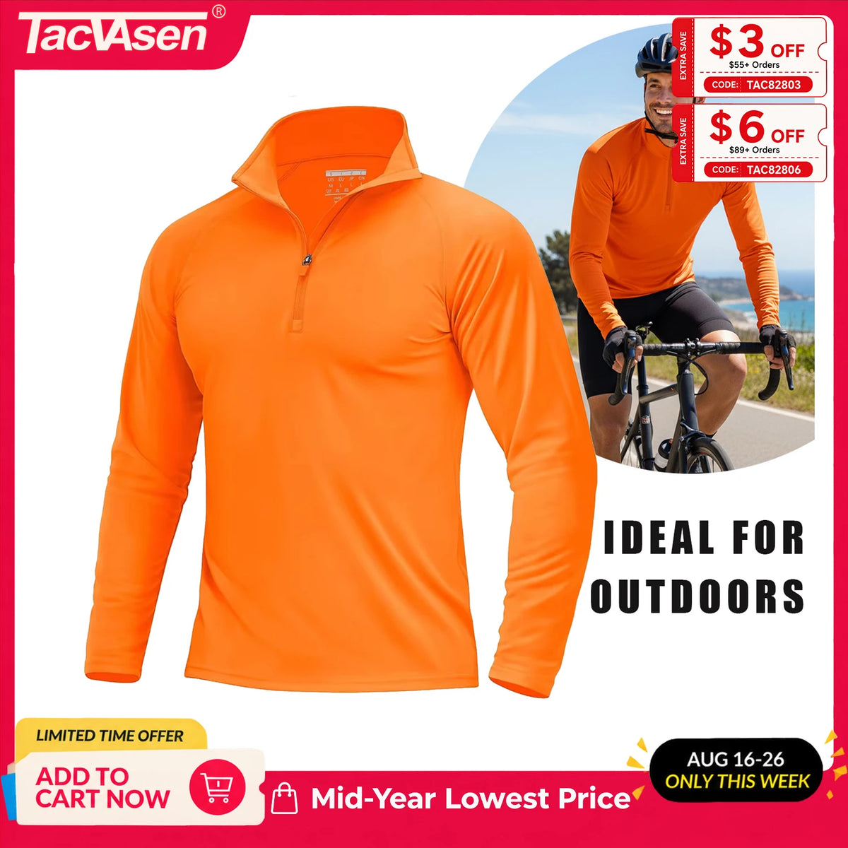 TACVASEN UPF50+ UV Protection T-Shirt Mens Lightweight Long Sleeve Quick Dry Fishing Shirt Outdoor Hiking Workout Rash Guards