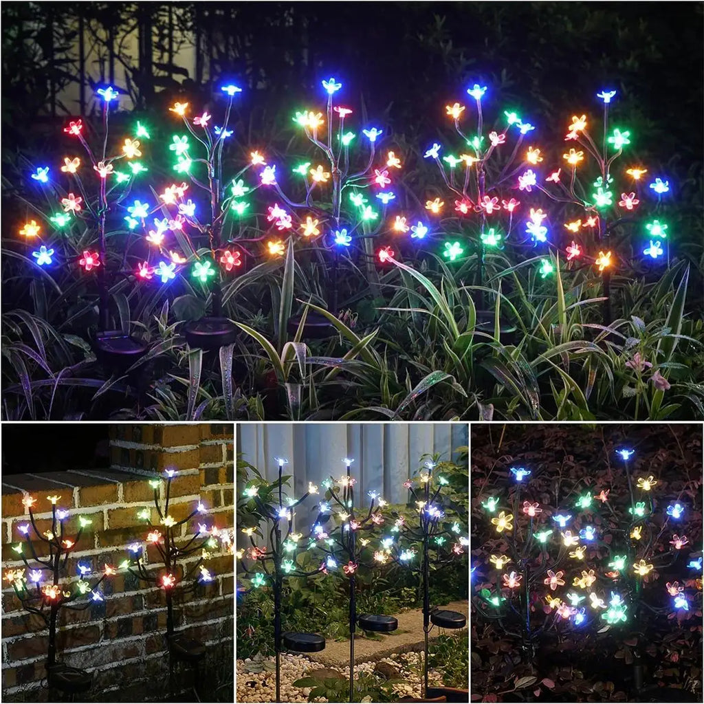 Solar Kirschblüten-Bodenlampe Wasserdichte Gartenlampe mit Solarenergie LED-Leuchten Landschaftsblume Außenatmosphäre Wegbeleuchtung