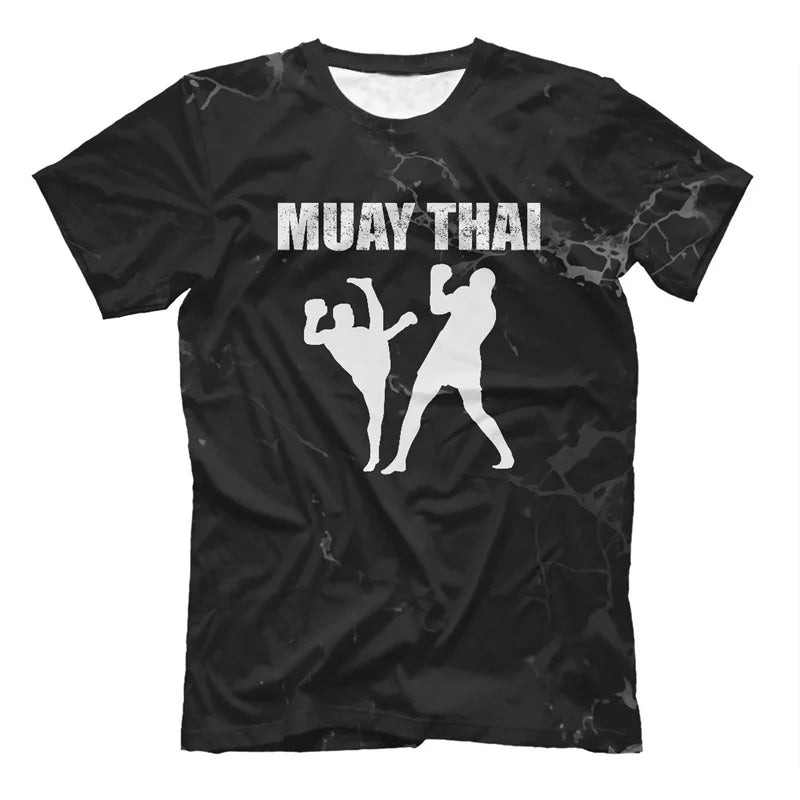 Herren Boxen Muay Thai T-Shirt Mode Sommer Oversized T-Shirts Casual Herren Fitnessstudio Fitness Kampf Training Sportbekleidung