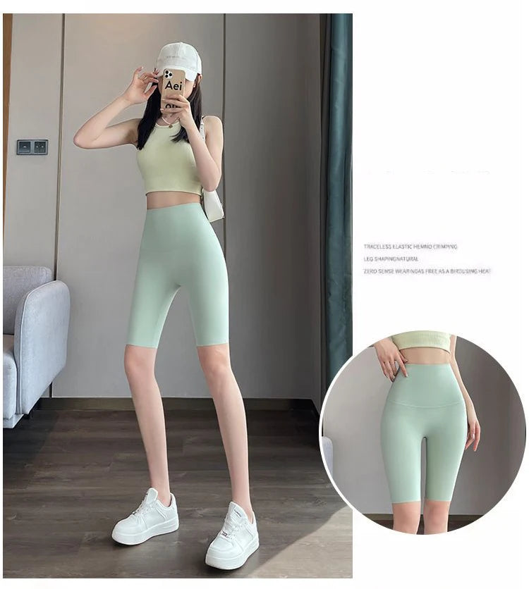 BIVIGAOS Liquid Cycling Shorts Women Honeycomb High Waist Tummy Control Butt Lifter Seamless Fitness Sports Biker Short Leggings