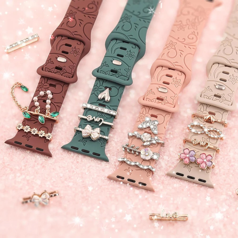 Charms for Apple Watch Band Series 9 8 7 6 5 4 SE 38 42 40 49 41 45 44 mm Decorative Ring Galaxy Watch 4 5 6 7 Strap Accessories
