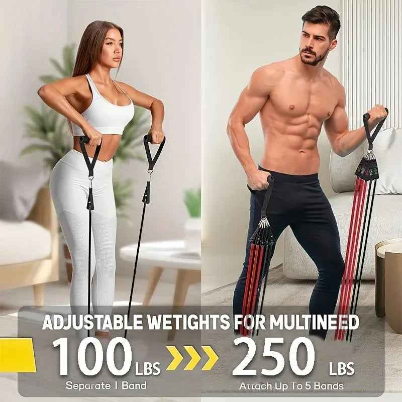Multi Functional Resistance Exercise Set, Tension Rope, Fitness Tension Belt, Elastic Rope, and Portable Fitness Equipment