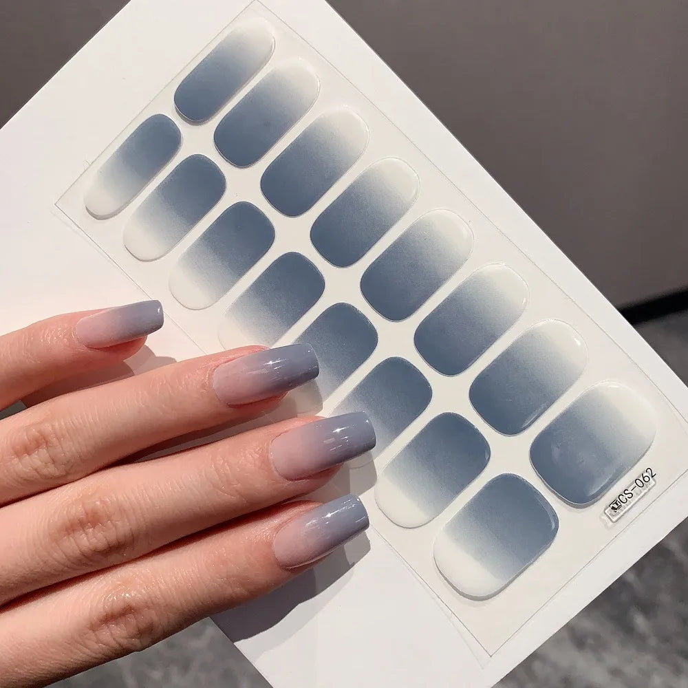 Semi-cured Gel-Nagelsticker, einfarbig, halbgebackene Nagelspitzen, vollständige Aufkleber, UV-Lampe erforderlich